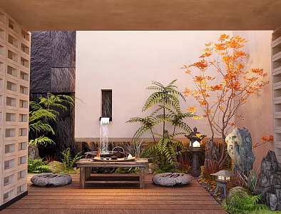 Indoor plant landscape landscaping courtyard sketch plant combination flower border plant pile 3d model