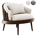 Modern Gray Accent Chair With Walnut Wood Frame And Upholstered Seat Cushion