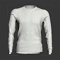 White Ribbed Long Sleeve Sweater With Soft Knit Fabric For Casual Fashion Style