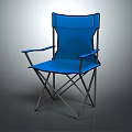 Outdoor Blue Fabric Folding Leisure Chair With Armrests And Metal Frame