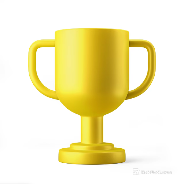 Golden Trophy with Two Handles Round Base on White Background 3D Rendered Design 3d model 