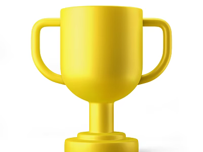 Golden Trophy with Two Handles Round Base on White Background 3D Rendered Design 3d model