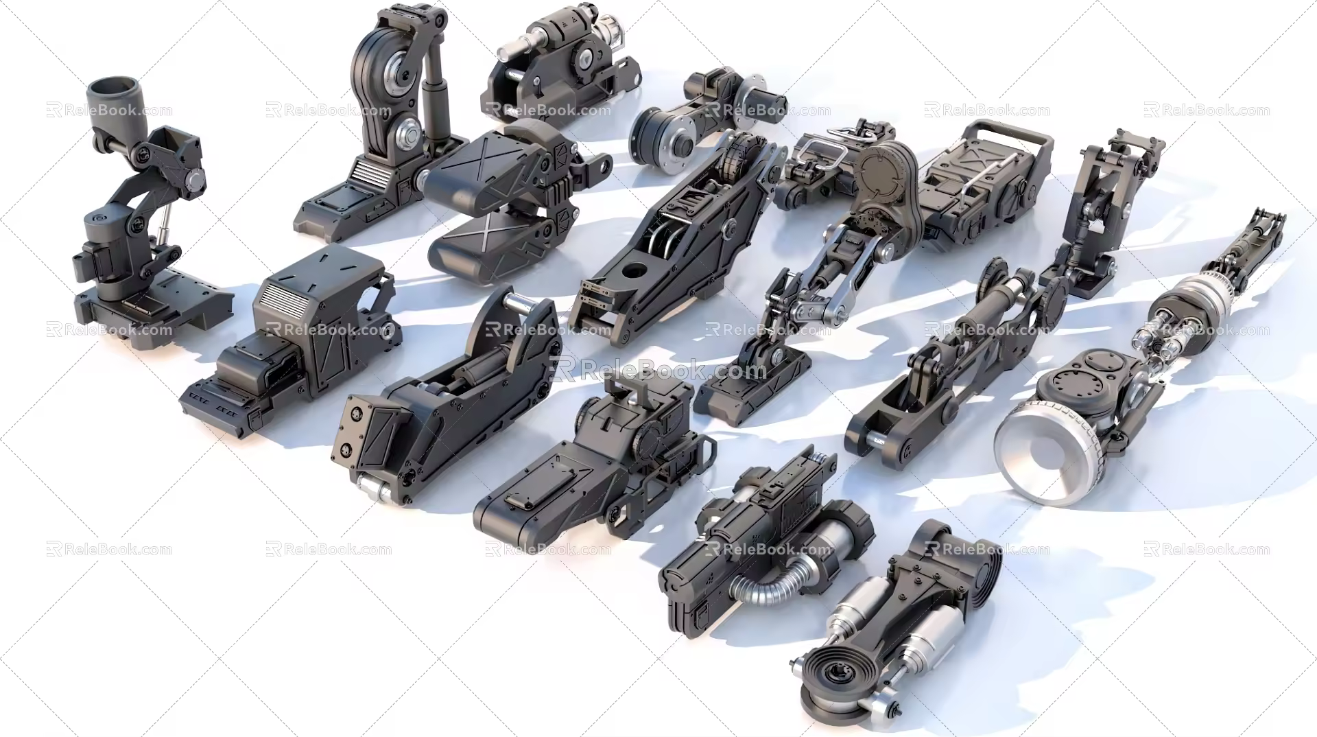 Hard surface mechanical parts combination of mechanical parts 3d model