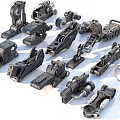 Hard surface mechanical parts combination of mechanical parts 3d model