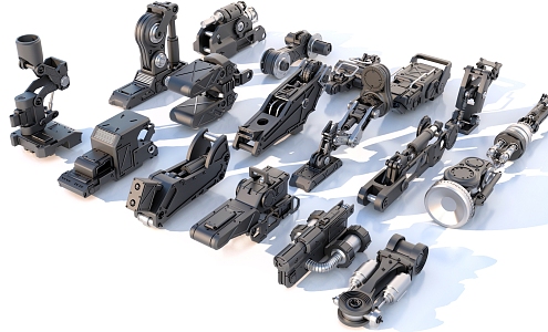 Hard surface mechanical parts combination of mechanical parts 3d model