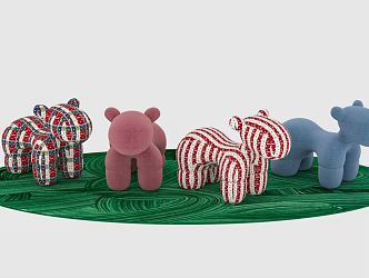 Modern Pony Chair Children's Chair Combination Children's Chair Carpet Furniture Children's Room 3d model