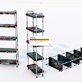 Industrial Rustic Metal Bookshelves With Multiple Tall And Low Storage Shelves Design