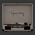 Open Suitcase Turntable With Portable Design And Your Story Text On Interior