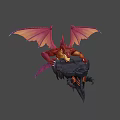 Armored Warrior Character Riding Fire Breathing Scaly Red Dragon Creature In Action