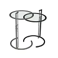 Two Modern Round Glass Top Side Tables With Sturdy Metal Frame Design 3d model