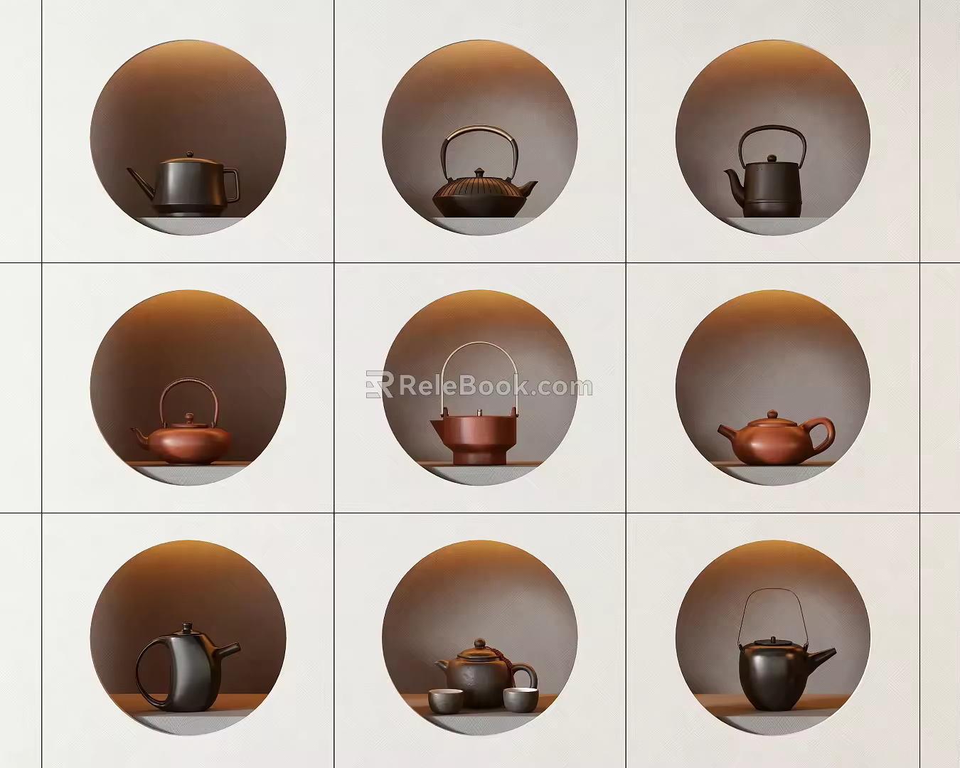 New Chinese Tea Set Ornaments 3d model