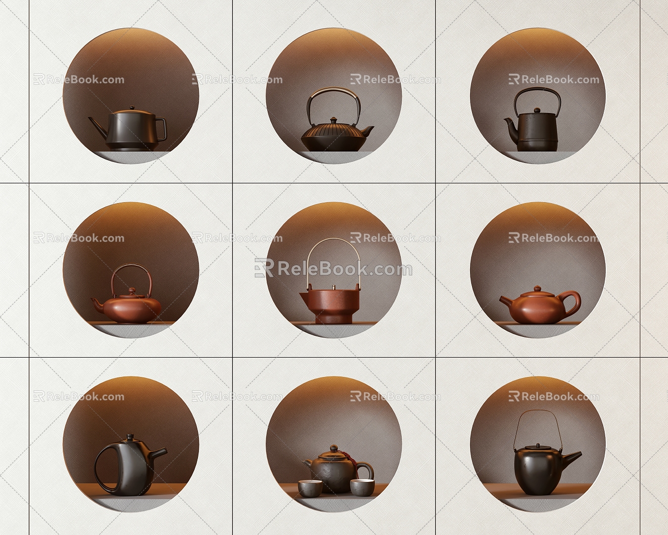 New Chinese Tea Set Ornaments 3d model