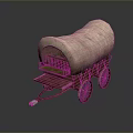 Vintage Covered Wagon With Wooden Frame Canvas Cover And Spoked Wheels