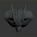 Detailed 3D Mythical Creature Bust Sculpture With Horned Head And Torso