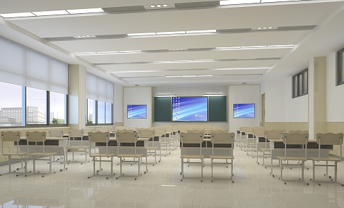 Modern Classroom Multimedia Classroom 3d model