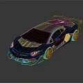 Gray Modern Sports Car With Sleek Design Blue Accents Rear Spoiler And Alloy Wheels