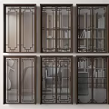 Modern Glass Sliding Doors With Dark Decorative Frames For Home Interior 3d model