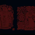 Traditional Red Paper Cut Wall Decor With Figures And Floral Patterns