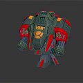 Sci Fi Robot Character 3D Model With Gray Red Yellow Mechanical Arms And Armor 3d model