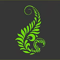 Green Fern Plant With Spiral Leaves And Curled Decorative Design On Gray Background With Reflection