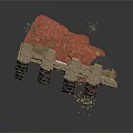 Ancient Stone Wall 3D Model With Rough Textured Segments For Architectural Design