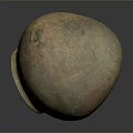 Ancient Handcrafted Clay Sculpture With Spherical Shape Earth Tone Textured Surface 3d model