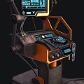 Advanced Computer Workstation With Multiple Screens Tech Data Interfaces And Mechanical Circular Base 3d model