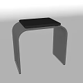 Modern Sleek Stool With Curved Metal Frame And Black Leather Seat