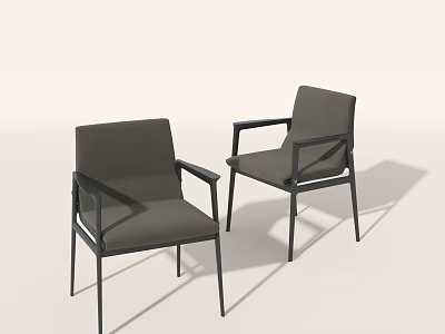 Modern Design Accent Chairs with Metal Frame and Dark Gray Fabric 3d model