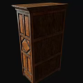 Traditional Oak Console Cabinet With Intricate Carved Design And Storage Doors