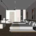 Modern Hotel Guest Room With Twin Beds TV Desk And Decorative Paintings