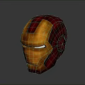 Innovative Weapon Themed Iron Man Helmet 3D Model With Red Orange Glowing Eyes