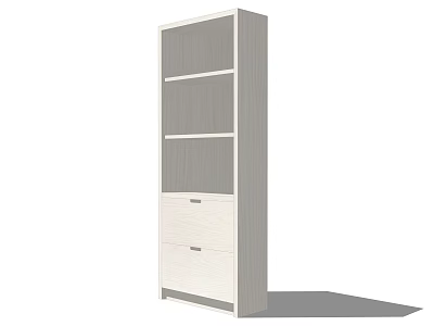 Modern White Bookcase With Open Shelves And Drawers For Home Storage 3d model