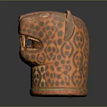 Leopard Head Sculpture With Terracotta Material Handcrafted Spotted Pattern And Decorative Design