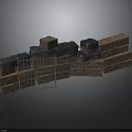 Scene Construction Components With Wooden Boards Metal Frames And Various Sized Blocks