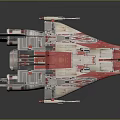 Detailed Red And White Sci Fi Spaceship Model With Winged Structure And Engines 3d model