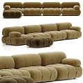 Tufted Beige Velvet Modular Sectional Sofa With Rounded Modules And Comfortable Seats