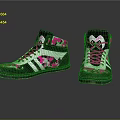 Stylish High Top Shoes with Black Pink White Camouflage Pattern and Pink Laces