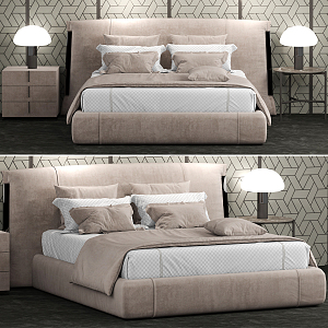 Modern Background Double Bed Double Bed 3d model