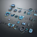 Scene Construction Components With Various Geometric Shapes Modular Parts And Mechanical Elements 3d model