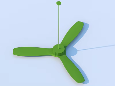 Green Air Cooler Fan With Three Blades And Simple Modern Design 3d model