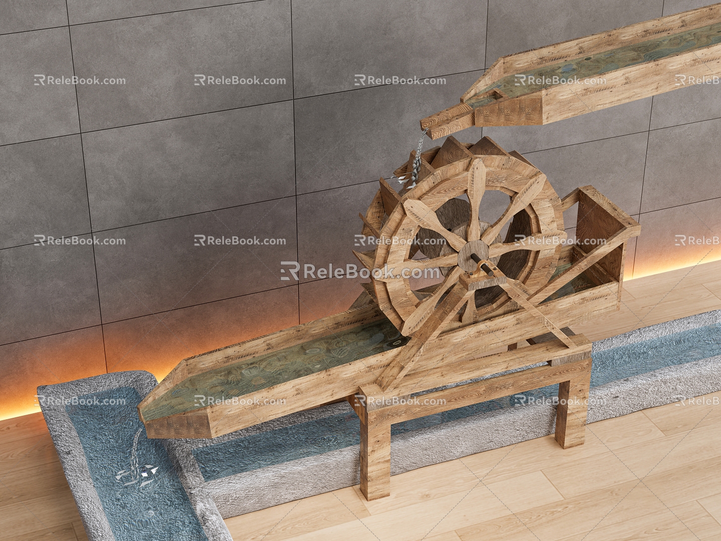 Farming tools water wheel water wheel farming culture farming sketches flowing water landscape sketches 3d model