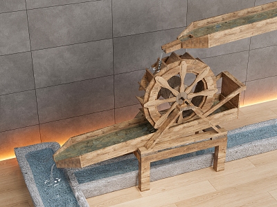 Farming tools water wheel water wheel farming culture farming sketches flowing water landscape sketches 3d model