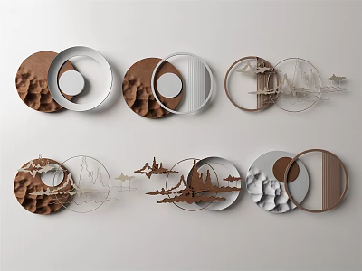 Modern Wall Decor With Circular Geometric Shapes Wooden Metal 3D Layered Design 3d model