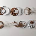 Modern Wall Decor With Circular Geometric Shapes Wooden Metal 3D Layered Design