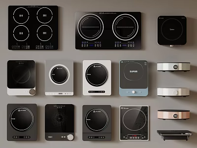 Various Modern Induction Cooktops With Different Designs And Styles For Kitchen 3d model