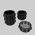 Decorative Black And Clear Ceramic Vessels With Embossed Circular Patterns