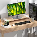 Modern computer monitor computer host keyboard mouse succulent plant potted plant 3d model