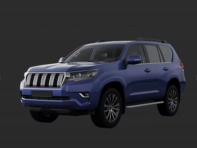 Blue SUV Car With Rugged Design Front Grille Roof Rack And Large Wheels 3d model