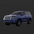 Blue SUV Car With Rugged Design Front Grille Roof Rack And Large Wheels